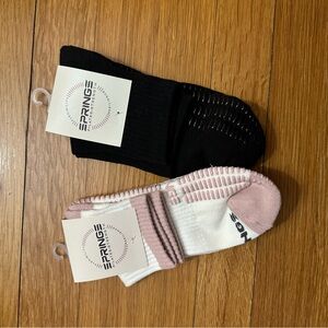Springs Women's Black and Pink/White Ankle Socks